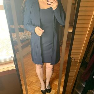 JESSICA Vintage Sleeveless Navy Blue Shift Dress Suit Set
